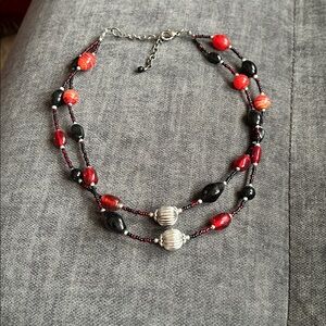Red and Black Beaded Necklace